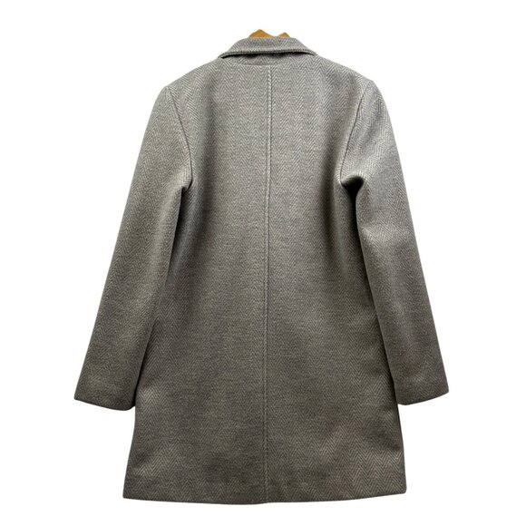 BéCool Coat Womens Medium Gray Herringbone Single Button Overcoat Parisian Chic - Picture 2 of 8